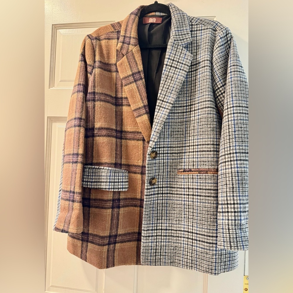 “Shift” Oversized Wool Blazer Jacket Two-Toned Co… - image 1